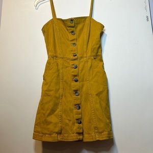 Soft denim mustard yellow mini dress (size 4).